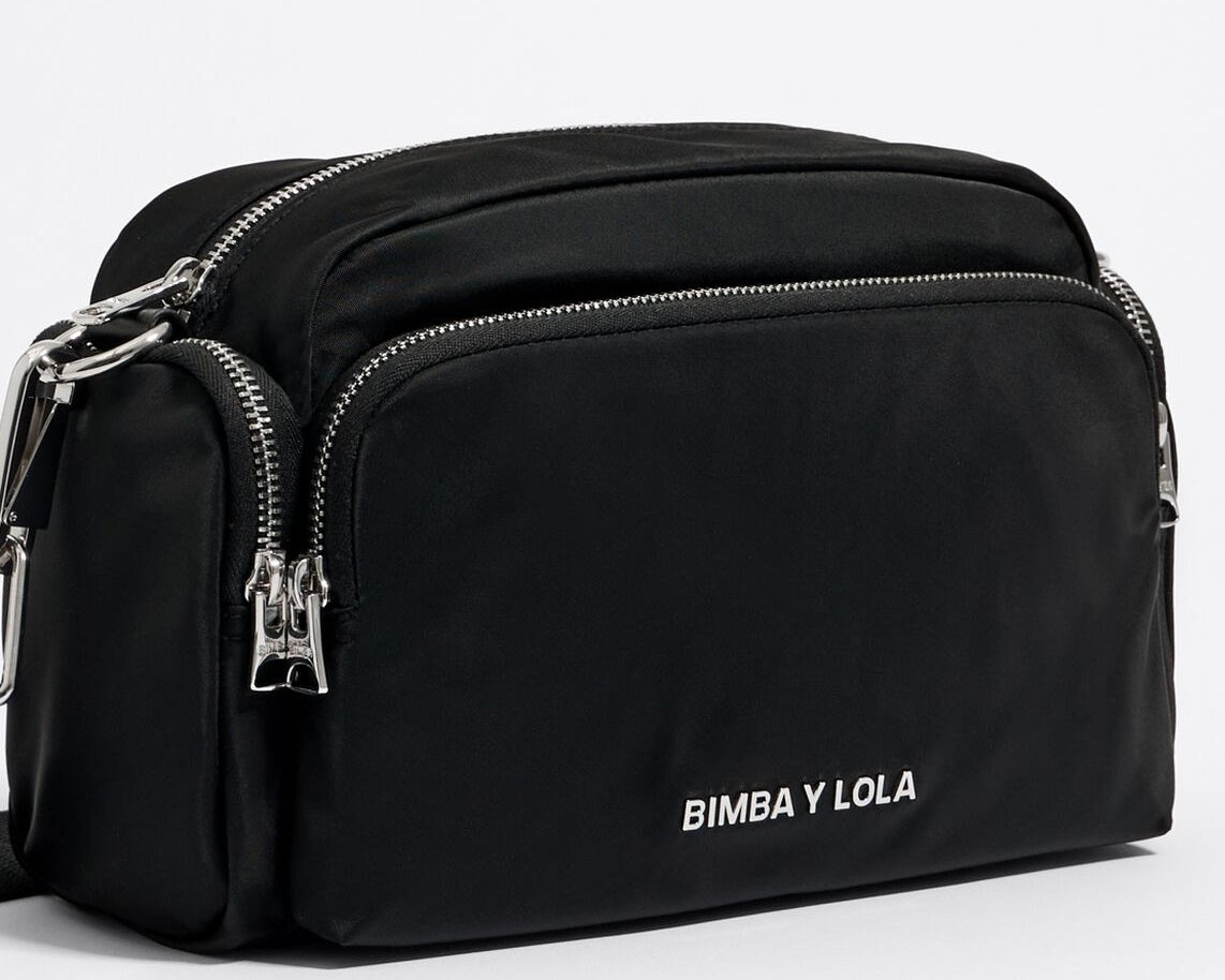 Cartera ByL Nylon - Strap rosa letras negras