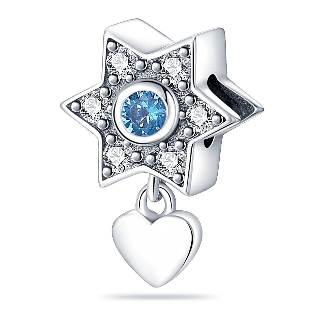 Charm estrella con corazón S925