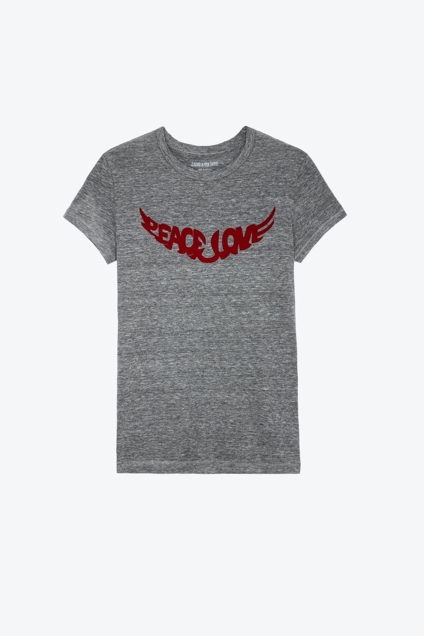 ENCARGO - Polera Z&V Peace Love Gris con Rojo