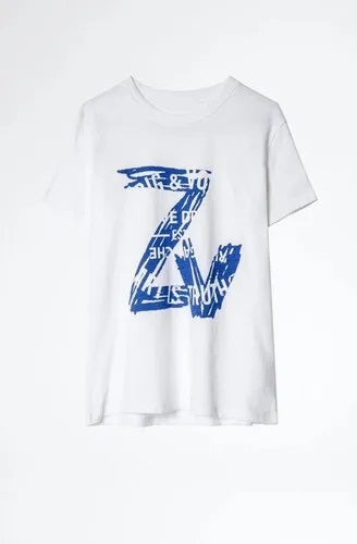 ENCARGO - Polera Z&V Blanca con letras Azules