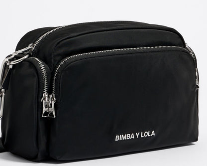 Cartera ByL Nylon - Strap rosa letras negras