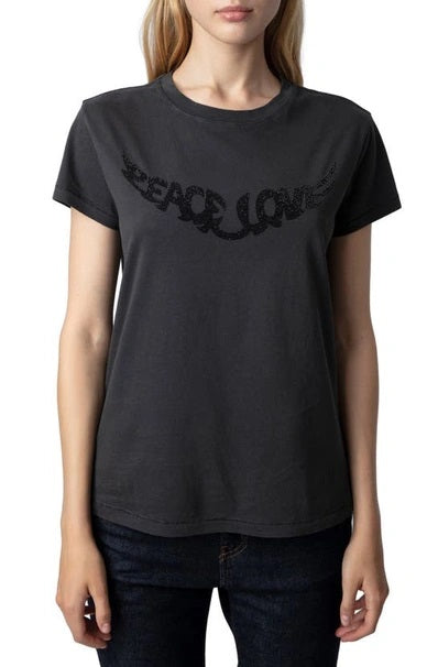 ENCARGO - Polera Z&V Peace Love Gris oscuro